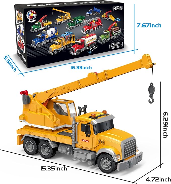 Dwi Dowellin Toys for 3 Years Old Boys Girls Kids,Construction Toy Crane Truck with Lights and Sounds
