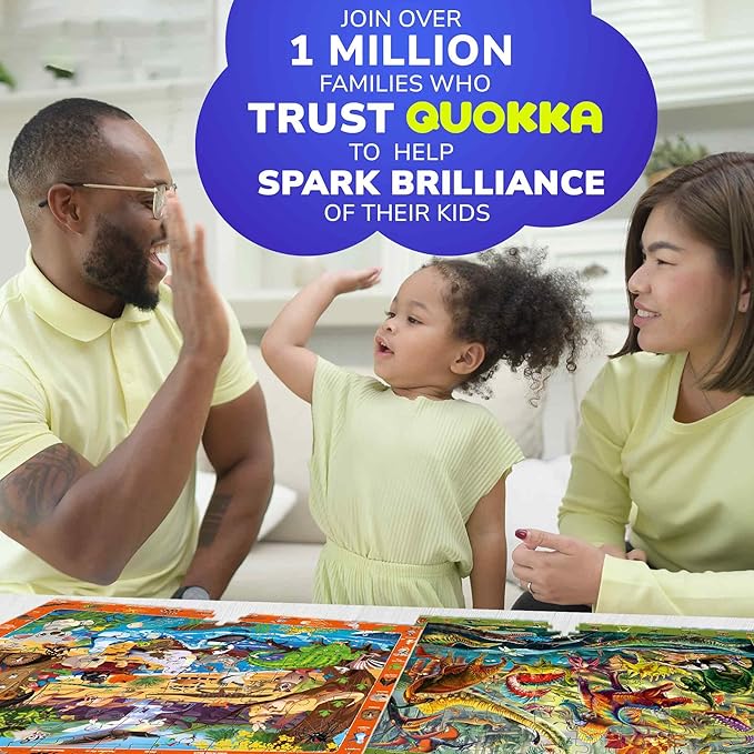 QUOKKA Floor Puzzles for Kids Ages 6-8 - Kids Puzzles Ages 8-10 - 4 Set 100 Piece Search and Find Animal Jigsaw Puzzle for Childrens 4-6 - Learning Educational Toys for 3 Year Old Boys and Girls