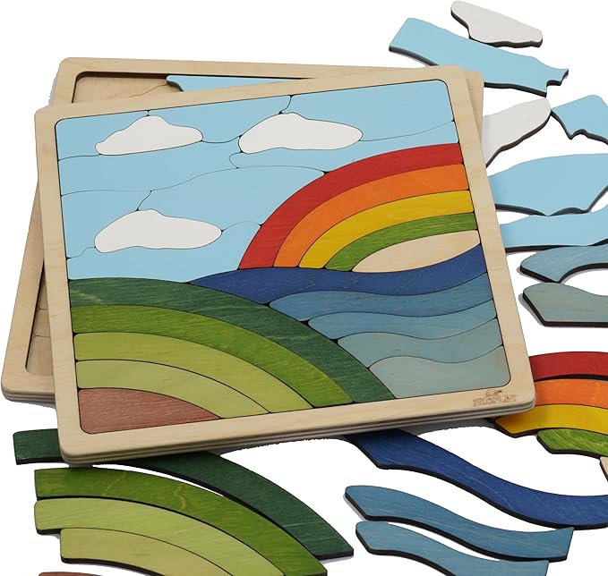 Rainbow Puzzle for Kids | 25 Pieces Wooden Jigsaw Puzzle | Learning Toy and Gift for Boys Girls Ages 3 Years and Above