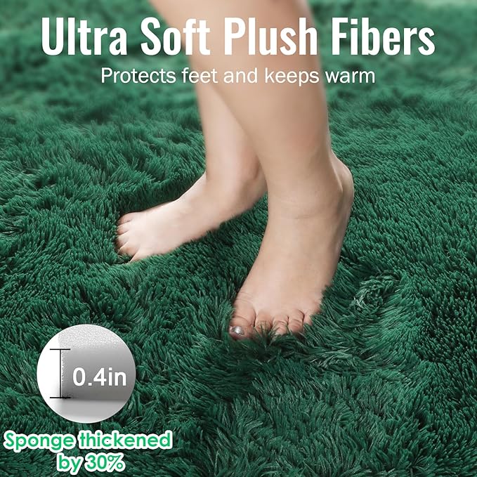 PAGISOFE Fluffy Shag Area Rug for Living Room, 5x8 Ft, Fluffy Shag Fuzzy Carpet Shaggy Rugs for Boys Bedroom, Soft Fuzzy Emerald Green Rugs for Kids Boys Baby's Room Decor Aesthetic, Dark Green