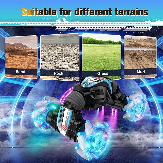 RC Stunt Car for Kids With Remote Control and Gesture Sensing - 360 Degree Spins and Flips, Music - Birthday Gift for 8-15 Years Boys and Girls