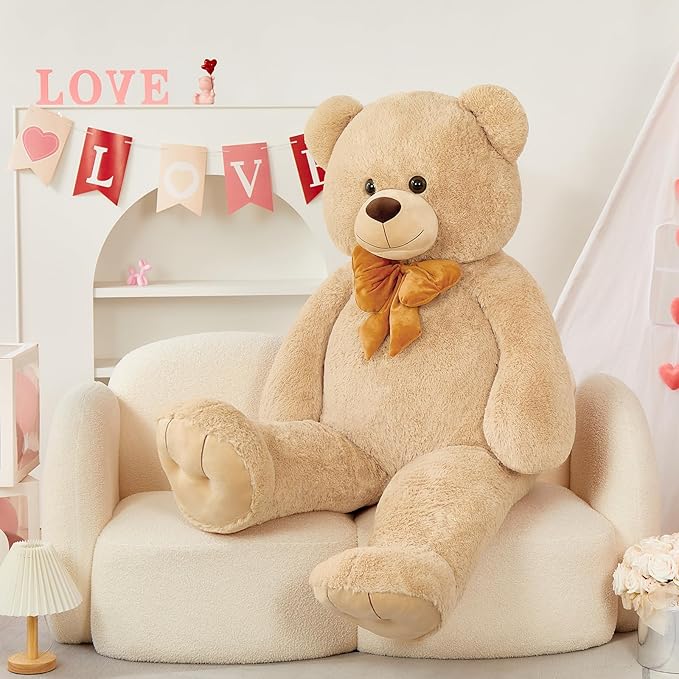 Tezituor Giant Teddy Bear 5 Feet, Soft 59" Big Bear Stuffed Animal Life Size Plush Bear Toy Valentine's Christmas Birthday Gift for Girlfriend Kids,Brown