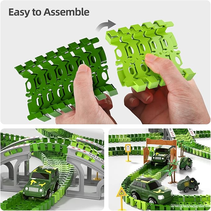 iHaHa 169 PCS Dinosaur Race Car Track Toys for Kids Toddler Boys Ages 1-3 3-5 4-7, Dinosaur Race Tracks Toys with Light, Sound & Spray, Birthday Dinosaur Toys Gifts for 2 3 4 5 Year Old Boys