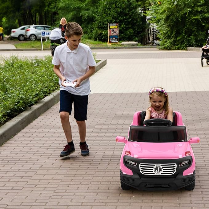 VALUE BOX Electric Remote Control Truck, Kids Toddler Ride On Cars 6V Battery Motorized Vehicles Children's Best Toy Car Safe with 3 Speeds, Music, seat Belts, LED Lights and Realistic Horns (Pink)…