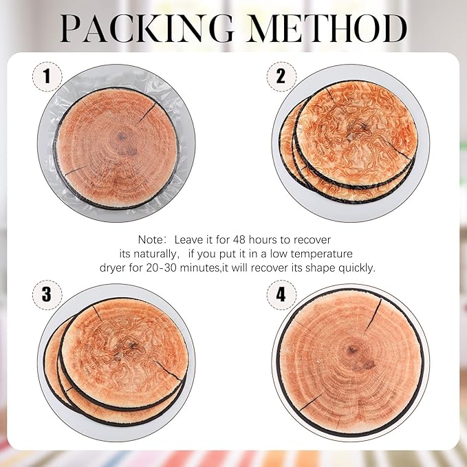 Woanger 24 Pcs Carpet Circle Seats 13.78 Inch 3D Digital Print Wood Tree Round Floor Cushion Soft Warm Small Mat Circle for Preschool Classroom Seating Home Couch Sofa Bedroom Living Room Decor