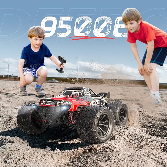 DEERC 9500E 1:16 Scale All Terrain RC Car, 4x4 High Speed 40 KPH RC Truck, 2.4Ghz Remote Control Truck with 2 Batteries, Off-Road Monster Truck for Adults Kids