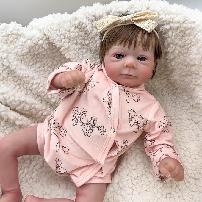 RXDOLL Realistic Reborn Baby Dolls Girl 19 inch Soft Body Lifelike Preemie Babies Real Looking Newborn Baby Doll Life Size Vinyl Cloth Dolls for Children Best Gifts
