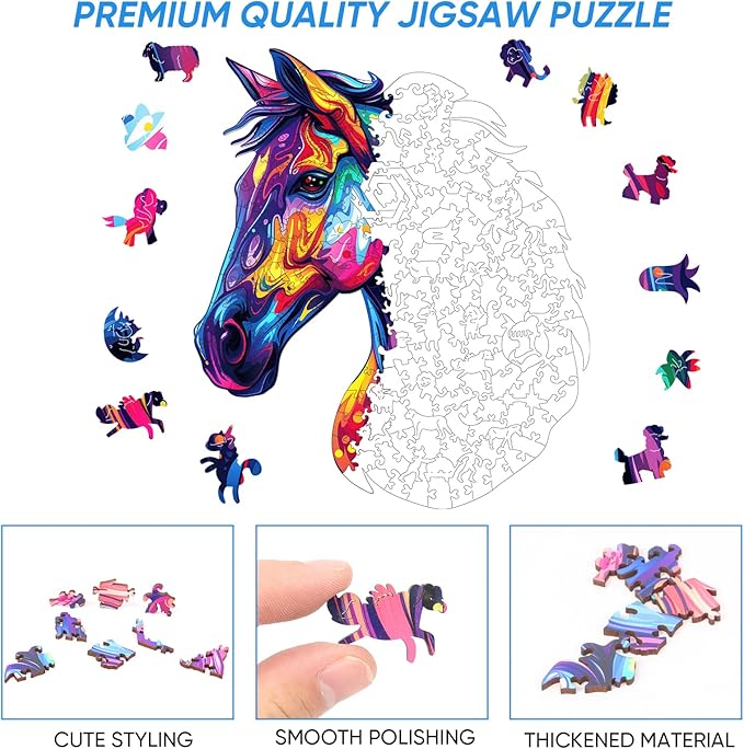 Wooden Puzzles for Adults, Liberty Cool Wooden Jigsaw Puzzles(10.8 * 12.6in-200pcs), Unique Shape Animal Adult Pieces, Irregular Wood Puzzles Best Gift for Adults and Kids Family Game