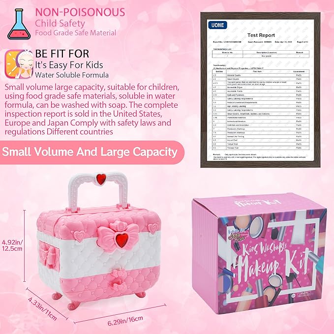Kids' Makeup Kit - Little Girls' Pretend Play Makeup Vanity for Toddlers to Tweens, Princess Theme, Ages 3-10
