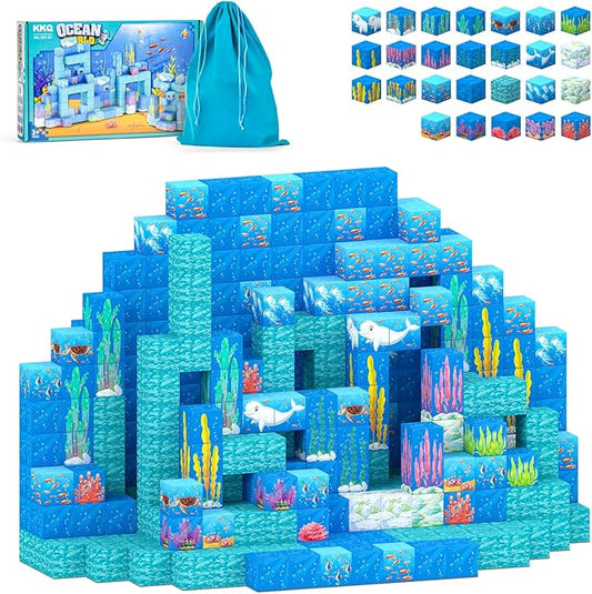 Magnetic Blocks - 150PCS Magnetic Building Blocks for Toddlers,STEM Sensory Toy for 3 4 5 6 7 8-13 Year Old Boys Girls,Kids Birthday Gifts