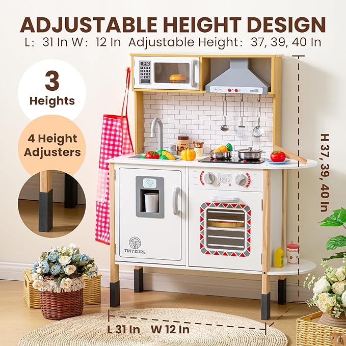 Play Kitchen for Kids - Toy Kitchen Set for Toddlers with Realistic Lights and Sounds, Kids Kitchen Playset with Abundant Toy Food Set, Best Gift for Kids Ages 3+