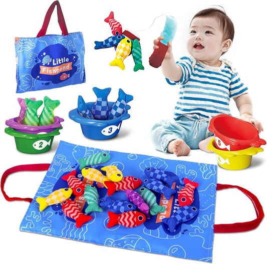 Baby Toys for 1 Year Old - Fishing Game for Toddlers 1-3, Montessori Toy for Toddler kids Number Counting, Color Sorting, Shape Learning, 22PCS Fishing Toy Gift for 1 2 3 Years Old Boy Girl Birthday
