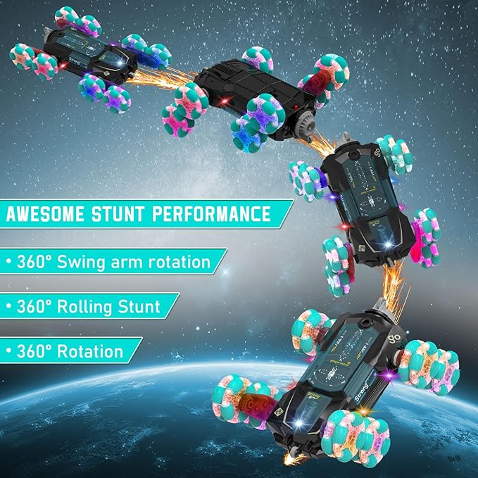 8WD Gesture Sensing Stunt Rc Cars Toys for Boys Age 6-13, Hand Remote Control Climbing Car, Toy for Kids 6 7 8 9 10 11 12+ Years Old Christmas Birthday Coolest Best Gift Ideas for Boy (Black)