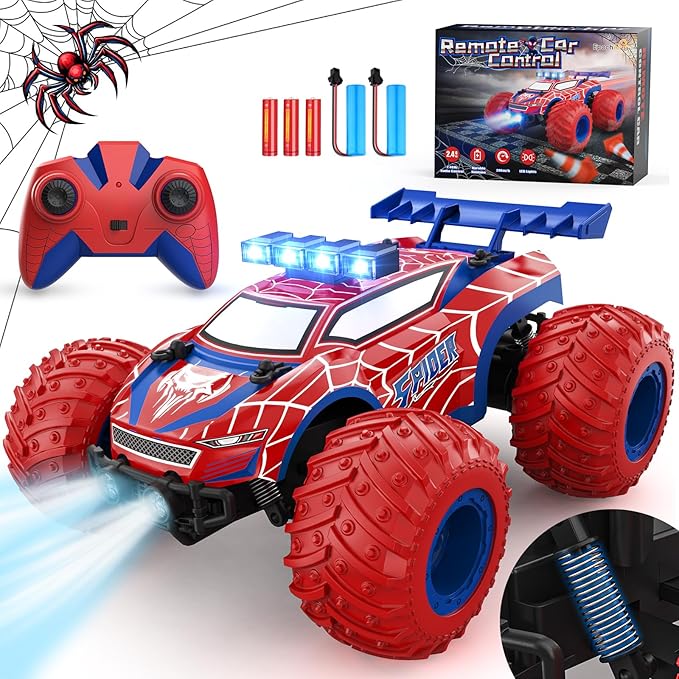 1:18 Remote Control Car - 20km/h 2.4GHz All Terrain Off-Road Monster Truck with Bodylights&Headlights &Headlamps, Rechargeable Toy Car Gift for 3 4 5 6 7 8 9 10-12 Year Old Boys Girls Kids