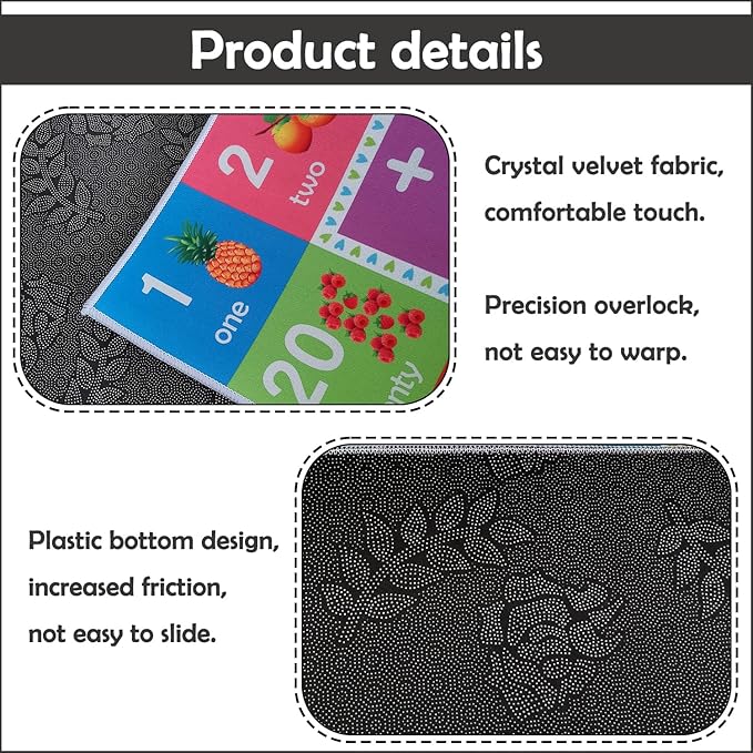 Educational Play Rug, 3'x5' Numbers Shapes Rug Carpet for Kids Classroom Playroom, Counting Game Floor Mat Playmat for Boys Girls