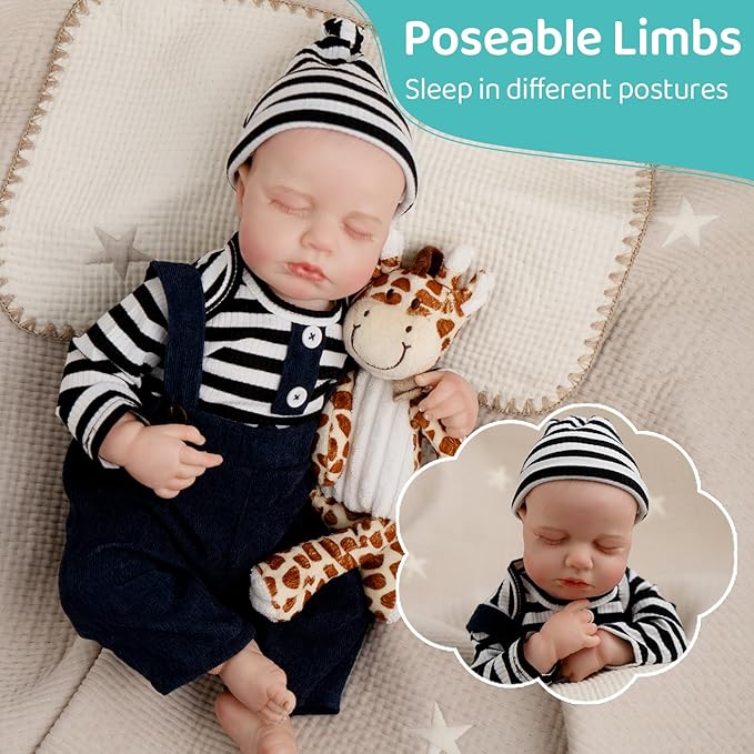 Jirachi Lifelike Reborn Baby Dolls, 18-Inch Soft Body Real Life Sleeping Baby Boy, Cute Realistic Reborn Baby with Feeding Accessories for Kids 3+