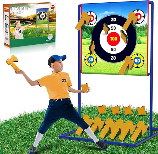VATOS Axe Throwing Game Set Axe and Star Throwing Target Fun Backyard Indoor Outdoor Sport Party Play Game Toys for Kids Adults Birthday Gifts for 3 4 5 6 7 8 9 10 11 12 Year Old Boys Girls
