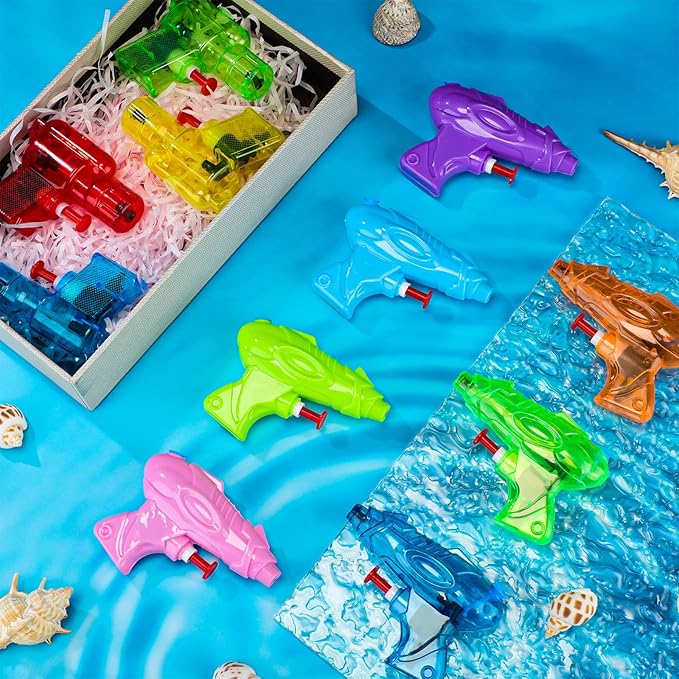 Threan 100 Pack Water Gun for Kids Mini Water Gun Toy Colors Water Squirter Plastic Squirt Pistol Small Fun Water for Adults Teens Summer Pool Beach Water Party Favor Outdoor Game Bath Birthday (Cool)