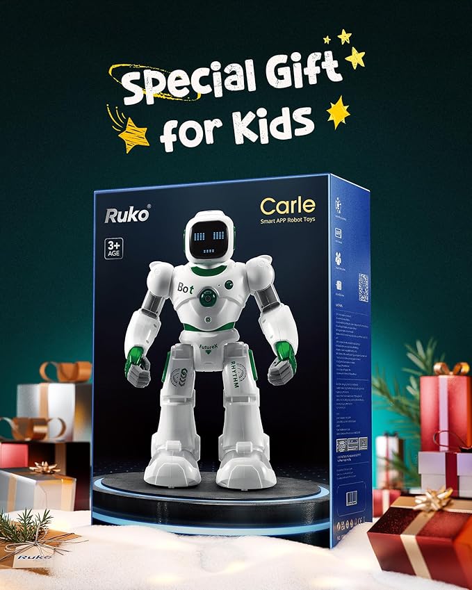 Ruko 1088 Large Robot Toys for Kids, Voice and App Control, Smart Remote Control Carle Robots, Programmable Interactive Music Girls Boys Toys, Gifts for Kids 4 5 6 7 8 9 Year Old, Green