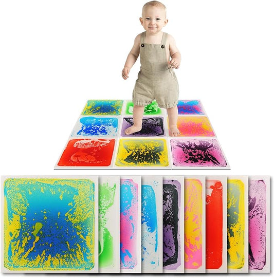 Art3d Liquid Fusion Activity Play Mat for Kids, Pack of 9 Tiles 12" X 12", Multi-Color