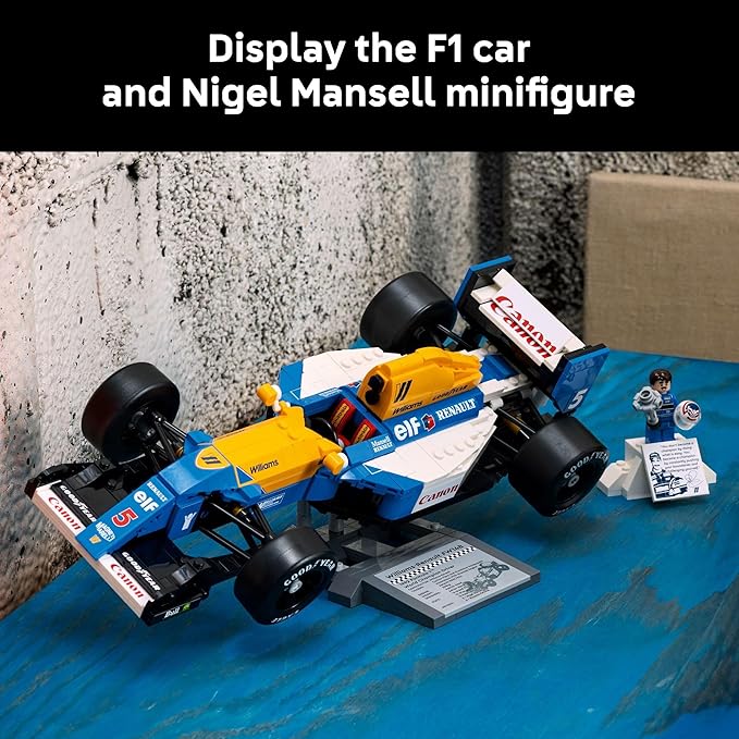 LEGO Icons Williams Racing FW14B & Nigel Mansell F1 Model Car Kit - Building Set for Adults, Ages 18+ - F1 DIY Craft for Display - Gift for Graduation -10353