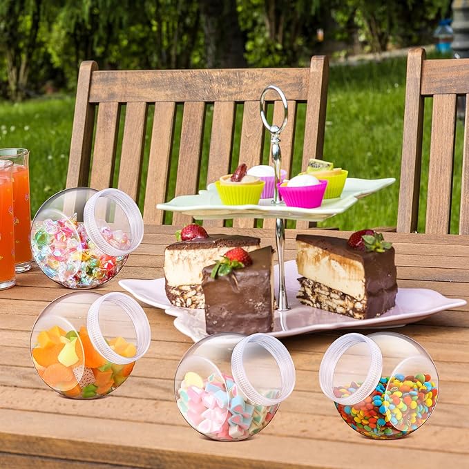4 Pcs Plastic Candy Jar with Lid for Candy Buffet Large Storage Jar Clear Food Storage Canisters Kitchen Countertop Container for Cookies Beans Snacks Indoor Outdoor Wedding(40 oz)