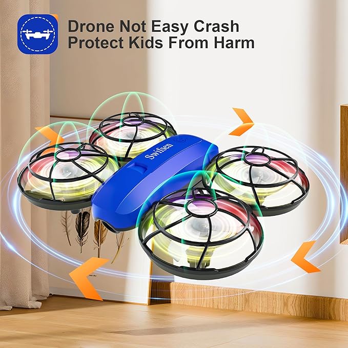 Drones for Kids with Camera,Rc Drone Indoor Small Helicopter,Birthday Gifts for Boys and Girls Beginners Friendly,Mini Quadcopter Toy With 2 Batteries,Propeller Full Protect,Altitude Hold