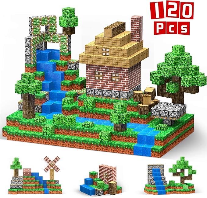 GEVINST 120PCS Magnetic Blocks - Magnetic Building Blocks Toys for Boys Girls Kids Ages 3-5 6-8 8-12, Magnet Cubes STEM Montessori Sensory Toy, Creative Games Toddlers Toys, Christmas Birthday Gifts
