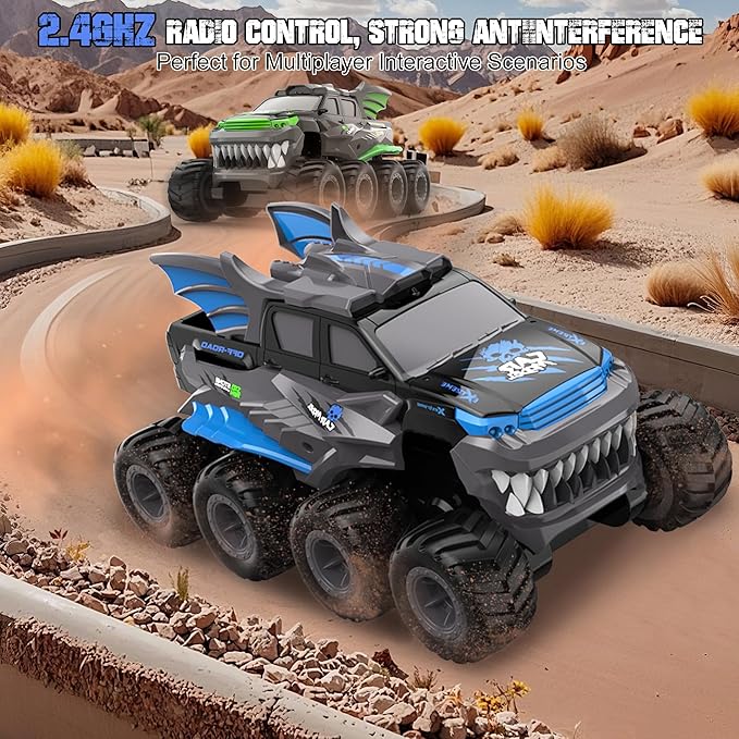 YOLOPLUS+ Amphibious Remote Control Car 8WD RC Monster Truck, 2.4GHZ 1:16 Waterproof All-Terrain Off-Road RC Cars Toys, Pool Toys Gifts for Boys and Girls Age 8-12, Blue