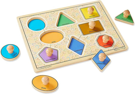 Melissa & Doug Deluxe Jumbo Knob Wooden Puzzle - Geometric Shapes (8 pcs)
