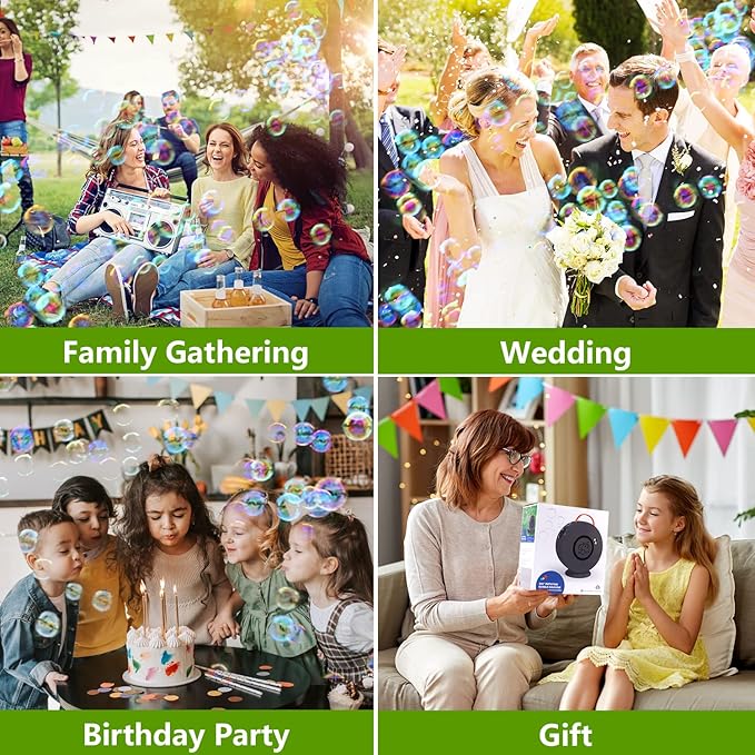 Bubble Machine for Kids Toddlers,Automatic Bubble Blower Rechargeable, 90° 360° Auto Rotatable Portable Bubble Maker Electric Bubbles Toy for 3 4 5 6 7 8 Year Old, Outdoor Wedding Party Gifts