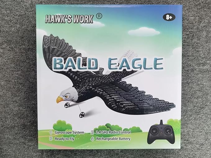 HAWK'S WORK RC Eagle, 2 CH RC Plane Ready to Fly, 2.4GHz Remote Control Airplane, Easy to Fly RC Glider for Kids & Beginners