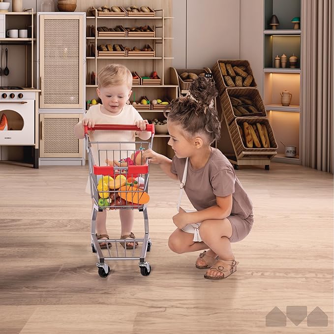 Milliard Toy Metal Shopping Cart - Supermarket Pretend Play Grocery Cart for Kids and Toddlers