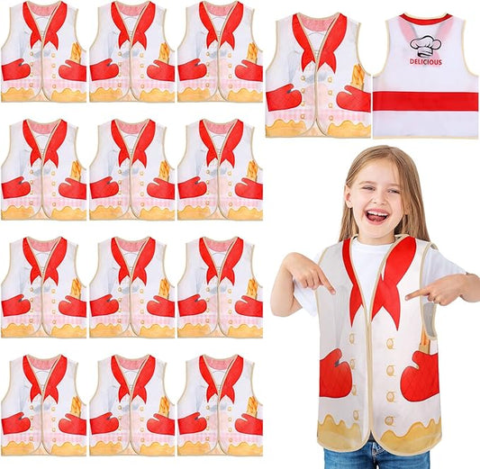 Panitay 12 Pcs Kids Community Helper Dress up Vest, Boy & Girl Career Cosplay Party Costume for Toddlers Occupation Role Play