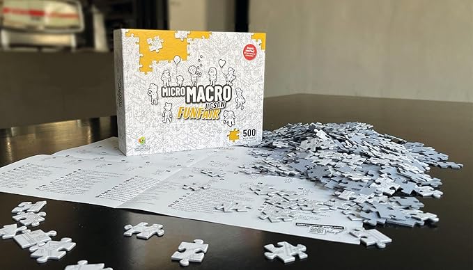 MicroMacro Jigsaw: Funfair 500 Piece Puzzle - Build The Funfair and Find Hidden Objects & Solve Mysteries | Great for Adults and Kids That Love Small Details | Family-Friendly Theme and Images