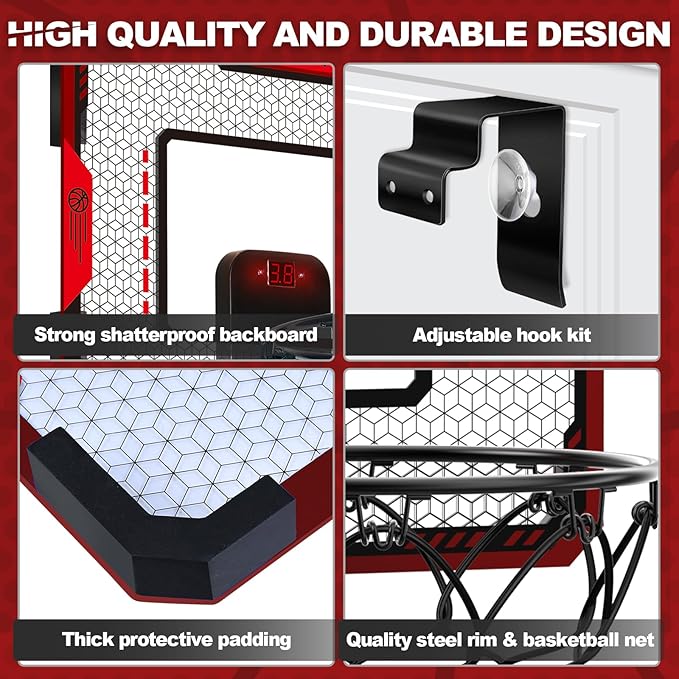 Basketball Hoop Indoor for 5 6 7 8 9 10+ Year Old Boys Kids, Mini Basketball Hoop with Electronic Scoreboard Over The Door, Sport Toys Birthday Gift