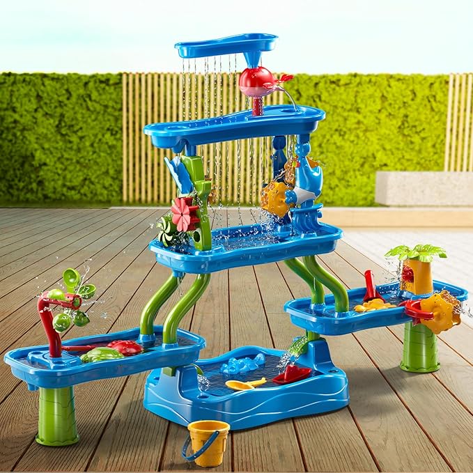 Kids Water Table for Toddlers Kids Ages 3-5 4-8, 5-Tier Water Table with Rich Activity Set, Summer Outdoor Beach Outside Backgard Sensory Toys for Kids Toddlers Boys Girls