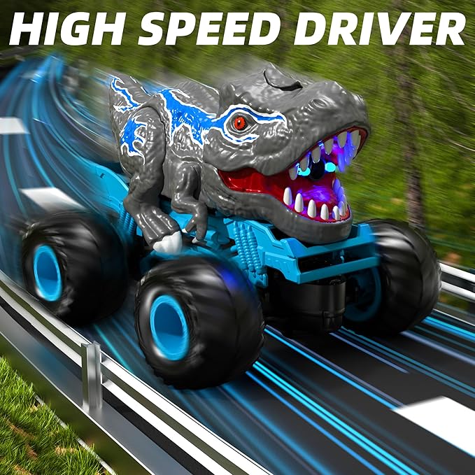 Remote Control Dinosaur Car for Boys Kids, 2.4Ghz RC Dinosaur Truck for Toddlers, Electric Hobby RC Car Toys with Light & Sound Spray Christmas Birthday for 3 4 5 6 7 8 Year olds Kids Boys