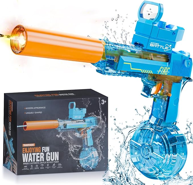 Electric Water Guns for Kids Ages 4-8: Automatic Squirt Gun 32FT Long-Range Large Capacity Water Gun Ideal for Pool Party Beach and Backyard Battles Summer Outdoor Water Toy for Kids 8-12, Blue