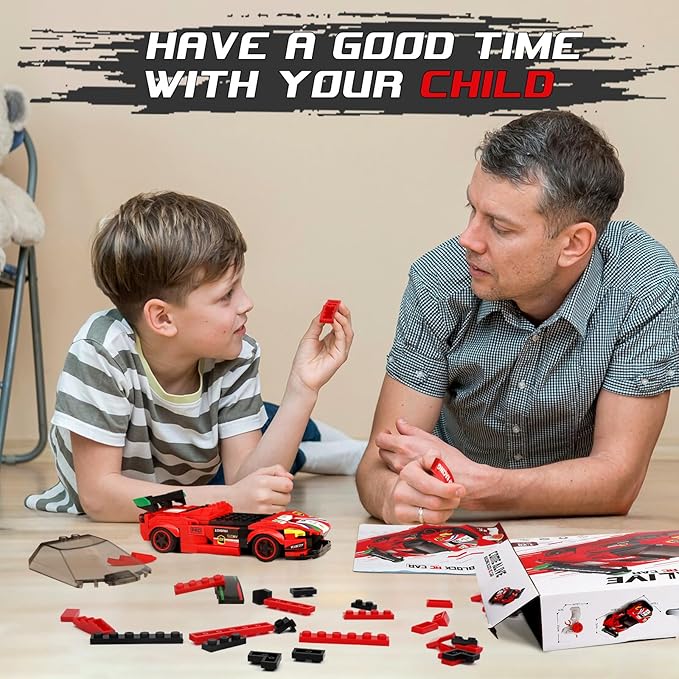 STEM Toys for 6-10 Year Old Boys Girls - 306 pcs RC Car Building Block Set - Remote Control Racing Car Building Toy Sets Building Kit for Kids (Red)