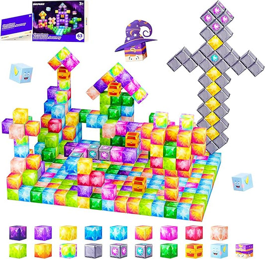 Magnetic Blocks, Jewel Adventures Edition, Magnetic Building Cubes, Boys & Girls Toddler Toys Age 3-5 4-8,Sensory Toy Gift for Kids, Upgraded STEM Gift 1.2 Inches