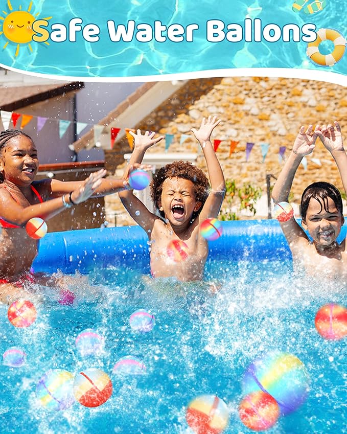 SOPPYCID Resuable Magnetic Water Balloons, Quick Fill Water Balloons,Outdoor Toys for Summer and Parties, Pool Toys, Outdoor Games for Boys Girls 8-12 (8PCS)