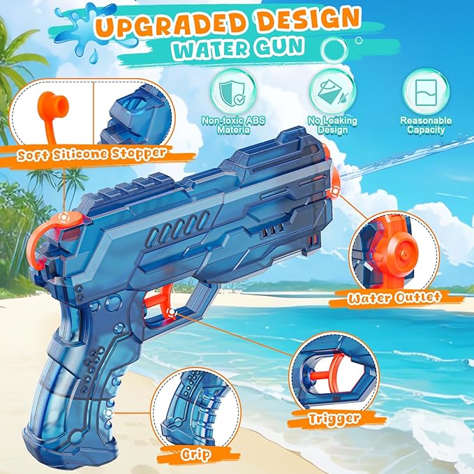 Water Squirt Guns Toys for Kids: Super Water Gun for Boys Girls Adults - Small Outdoor Water Gun Toy for Pool Beach Swimming Summer Games Yard Party (2 Pack)