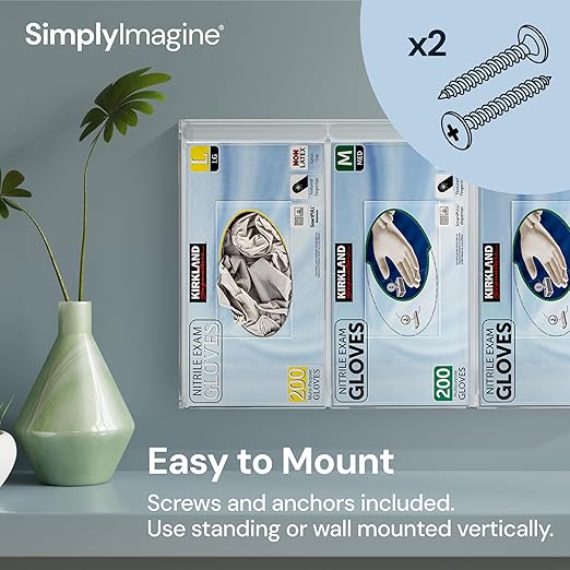 Medical Glove Holder Wall Mount Triple Hygiene Dispenser Station with Lid - Triple Transparent Acrylic - Acrylic Face Mask & Wipes Dispenser - All-Purpose Organizer