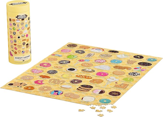 Ridley's Donut Lover's 1,000-Piece Jigsaw Puzzle – Donut Puzzle with Fun and Bright Illustration, Sturdy Storage Tube Included – Activity Puzzle – Makes a Great Gift