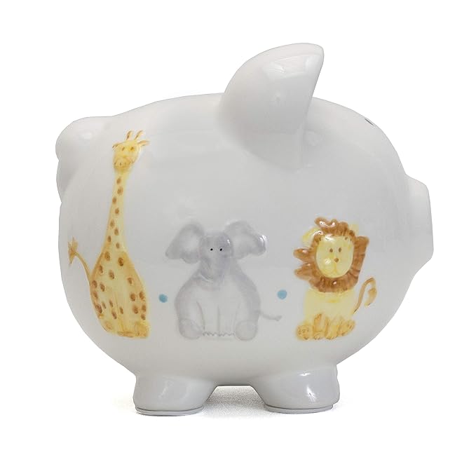 Child to Cherish Ceramic Piggy Bank for Boys, Sweet Safari