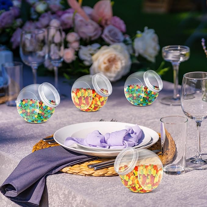 4 Pcs Plastic Candy Jar with Lid for Candy Buffet Large Storage Jar Clear Food Storage Canisters Kitchen Countertop Container for Cookies Beans Snacks Indoor Outdoor Wedding(60 oz)