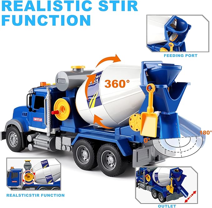 Dwi Dowellin Toddler Trucks Toys for Boys Age 1-3 3-5,Big Cement Mixer Truck with Lights and Sounds,Kids Boy Toys Christmas Birthday Gift Car