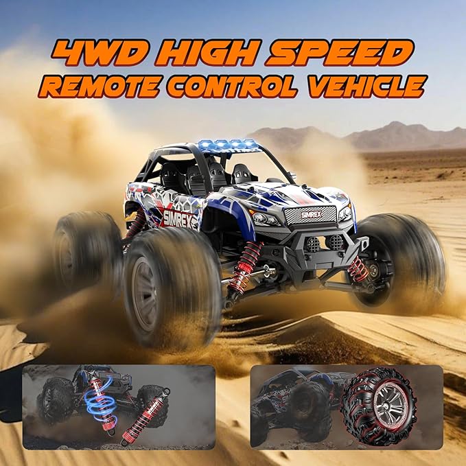 1/16 Scale Hobby RC Car, 36 KPH High-Speed 4WD RC Truck, 2.4 GHz Remote Control Car, All-Terrain Electric Vehicle, 4X4 Remote Contral Moster Truck for Kids and Adults