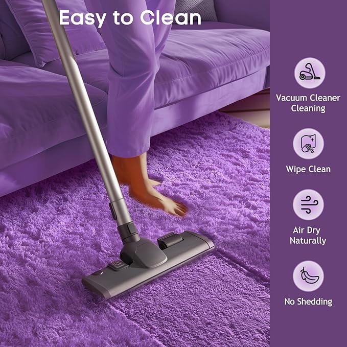 Ophanie Purple Rugs for Bedroom Living Room, Fluffy Fuzzy Furry Carpet, Plush Soft Shaggy Bedside Indoor Floor 4x6 Area Rug for Kids Girls Boys Baby Teen Dorm Nursery Home Decor Aesthetic